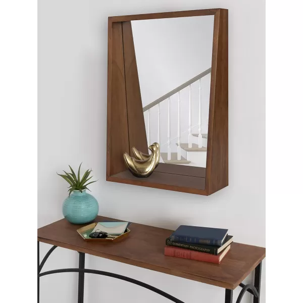 imageKate and Laurel Hutton Modern Wood Framed Mirror with Ledge Shelf 18 x 24 Walnut Brown Chic MidCentury Mirrors for WallWalnut Brown