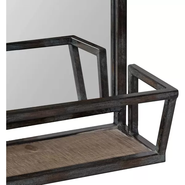 imageKate and Laurel Jackson Modern Metal Framed Wall Mirror with Shelf 22 x 29 Black Chic Rectangle Mirror for WallBlack