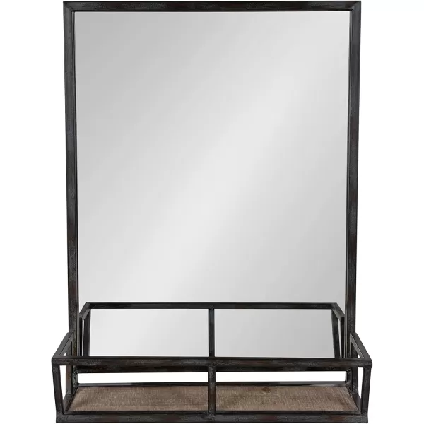 imageKate and Laurel Jackson Modern Metal Framed Wall Mirror with Shelf 22 x 29 Black Chic Rectangle Mirror for WallBlack