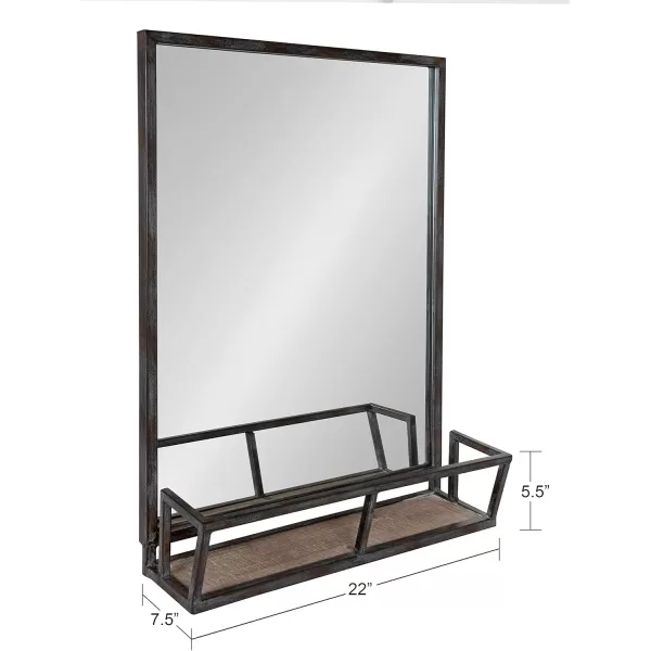 imageKate and Laurel Jackson Modern Metal Framed Wall Mirror with Shelf 22 x 29 Black Chic Rectangle Mirror for WallBlack