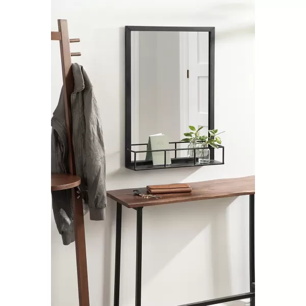 imageKate and Laurel Jackson Modern Mirror with Shelf 20 x 30 Black Decorative Mirror with Transitional Style and Additional Storage