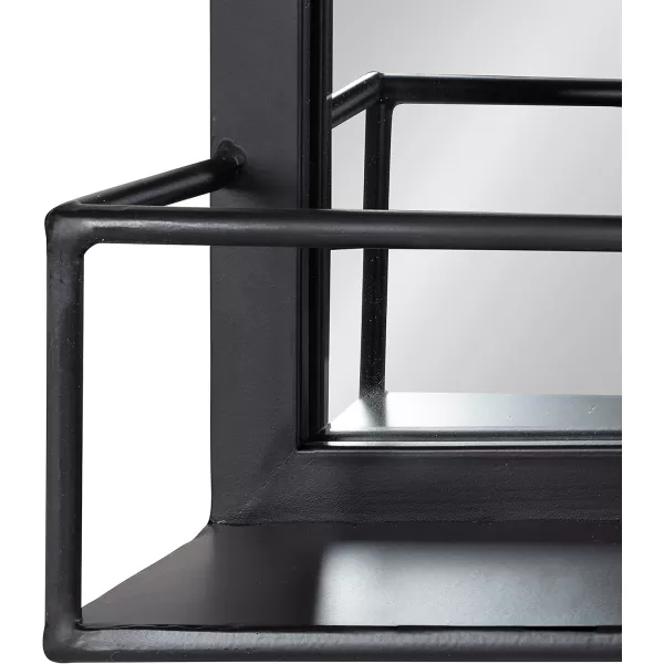 imageKate and Laurel Jackson Modern Mirror with Shelf 20 x 30 Black Decorative Mirror with Transitional Style and Additional Storage