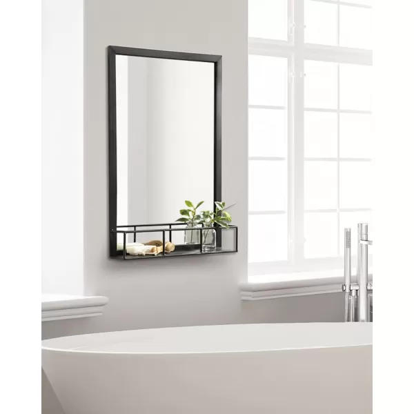 imageKate and Laurel Jackson Modern Mirror with Shelf 20 x 30 Black Decorative Mirror with Transitional Style and Additional Storage