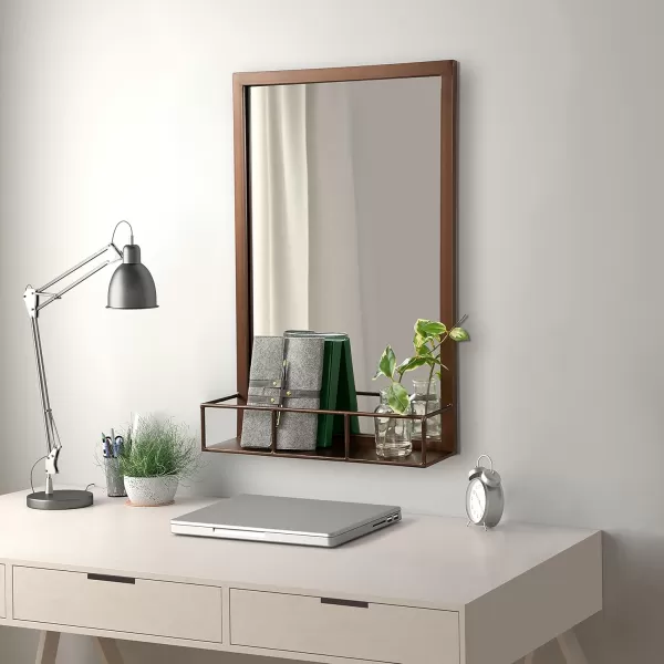 imageKate and Laurel Jackson Modern Mirror with Shelf 20 x 30 Bronze Decorative Mirror with Transitional Style and Additional Storage