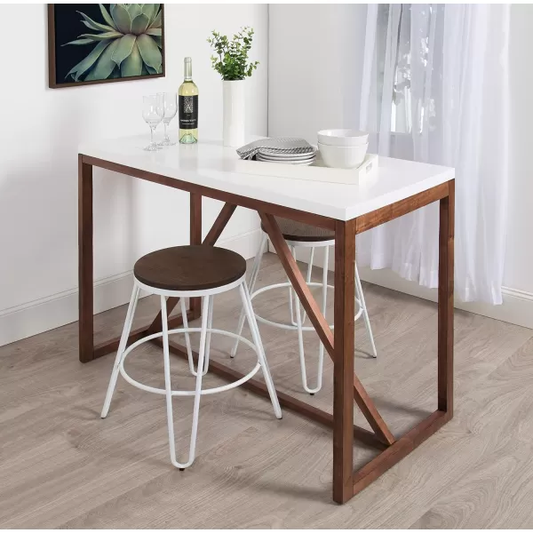 imageKate and Laurel Kaya 36Inch Tall PubBar Table TwoToned Wood White and BlackWalnut Brown