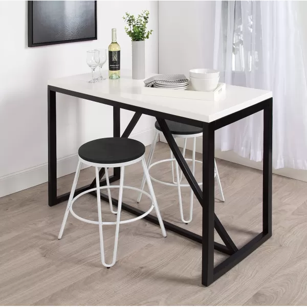 imageKate and Laurel Kaya 36Inch Tall PubBar Table TwoToned Wood White and BlackWhiteBlack