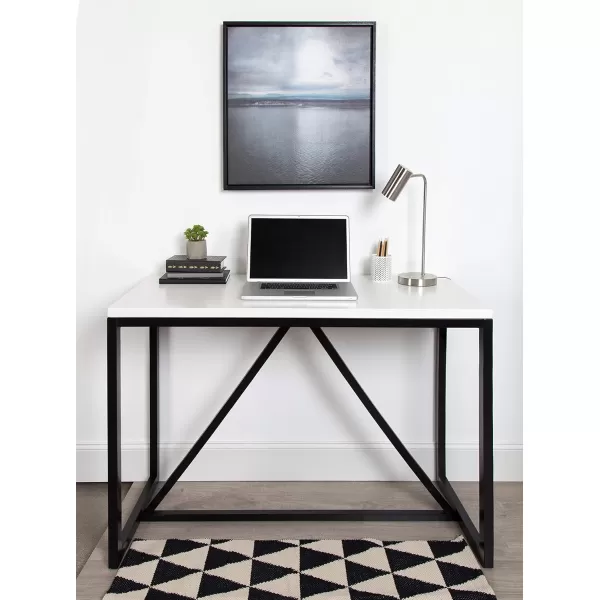 imageKate and Laurel Kaya 36Inch Tall PubBar Table TwoToned Wood White and BlackWhiteBlack
