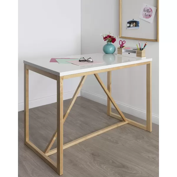 imageKate and Laurel Kaya 36Inch Tall PubBar Table TwoToned Wood White and BlackWhiteNatural