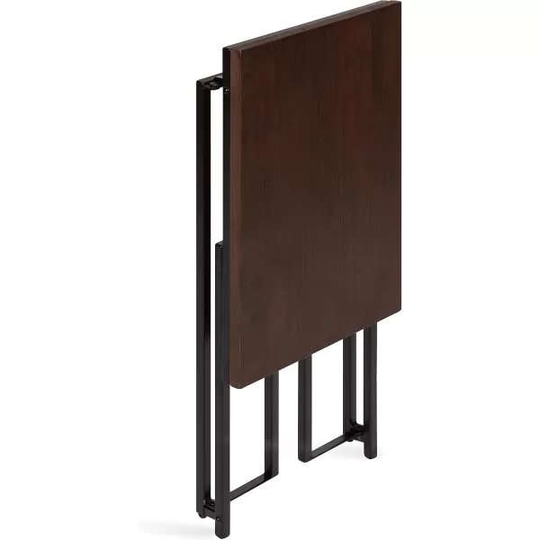 imageKate and Laurel Lockridge Modern CShape End Table 19 x 12 x 27 Rustic Brown and Black Decorative Minimalist Accent Table for Storage and DisplayDark Walnut Brown