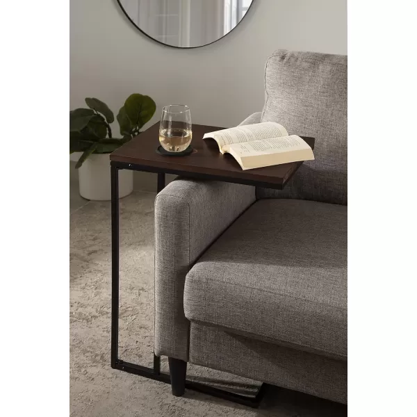 imageKate and Laurel Lockridge Modern CShape End Table 19 x 12 x 27 Rustic Brown and Black Decorative Minimalist Accent Table for Storage and DisplayDark Walnut Brown