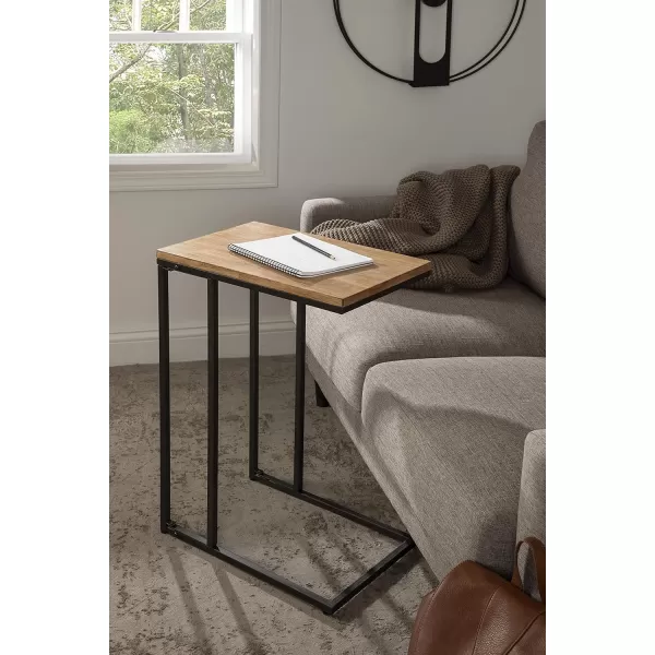 imageKate and Laurel Lockridge Modern CShape End Table 19 x 12 x 27 Rustic Brown and Black Decorative Minimalist Accent Table for Storage and DisplayRustic BrownBlack