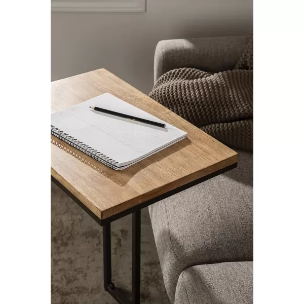 imageKate and Laurel Lockridge Modern CShape End Table 19 x 12 x 27 Rustic Brown and Black Decorative Minimalist Accent Table for Storage and DisplayRustic BrownBlack
