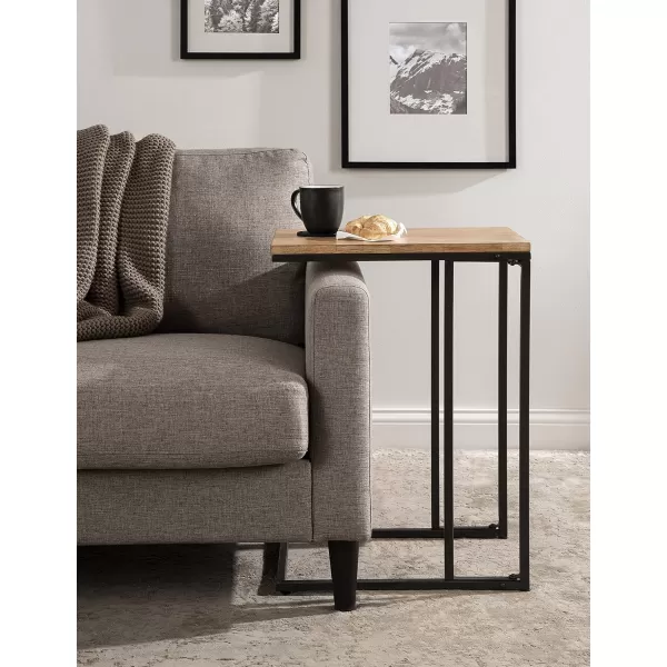 imageKate and Laurel Lockridge Modern CShape End Table 19 x 12 x 27 Rustic Brown and Black Decorative Minimalist Accent Table for Storage and DisplayRustic BrownBlack