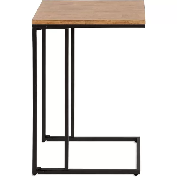 imageKate and Laurel Lockridge Modern CShape End Table 19 x 12 x 27 Rustic Brown and Black Decorative Minimalist Accent Table for Storage and DisplayRustic BrownBlack