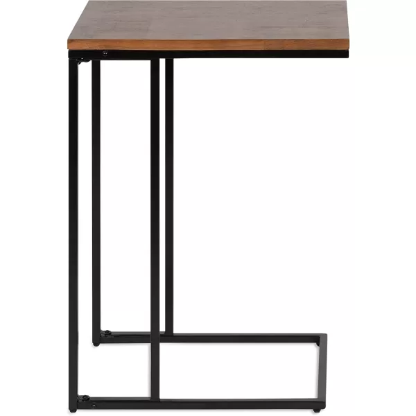 imageKate and Laurel Lockridge Modern CShape End Table 19 x 12 x 27 Rustic Brown and Black Decorative Minimalist Accent Table for Storage and DisplayWalnut Brown and Black