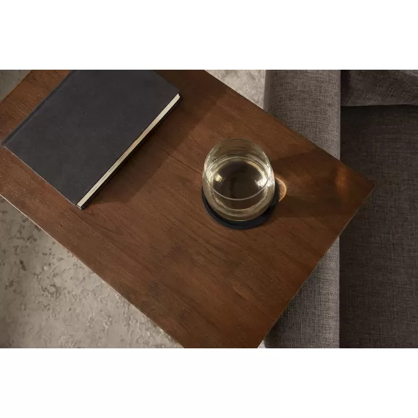 imageKate and Laurel Lockridge Modern CShape End Table 19 x 12 x 27 Rustic Brown and Black Decorative Minimalist Accent Table for Storage and DisplayWalnut Brown and Black