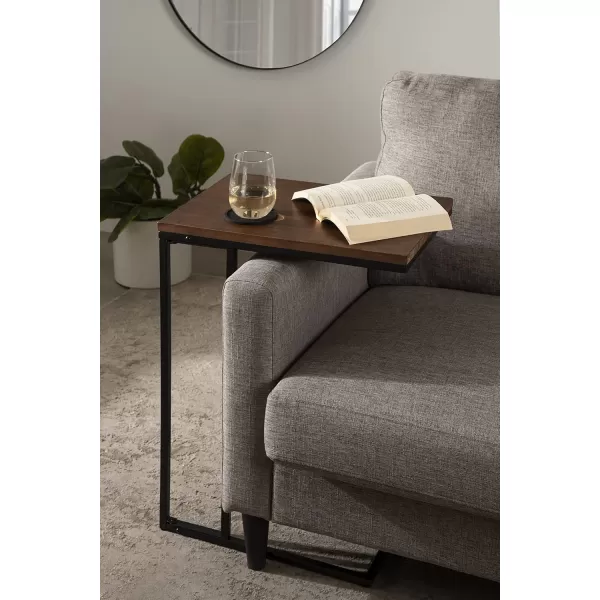 imageKate and Laurel Lockridge Modern CShape End Table 19 x 12 x 27 Rustic Brown and Black Decorative Minimalist Accent Table for Storage and DisplayWalnut Brown and Black