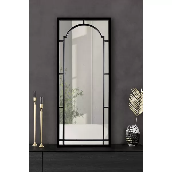 imageKate and Laurel Lyla Modern Metal Framed Wall Mirror 20 x 48 Black Chic Arched Mirror for Wall20x48