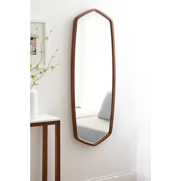 imageKate and Laurel McLean Modern Wood FullLength Oblong Hexagon Wall Mirror 18 x 48 Walnut Brown Decorative and Vibrant Geometric Mirror for Contemporary Wall DecorWalnut Brown