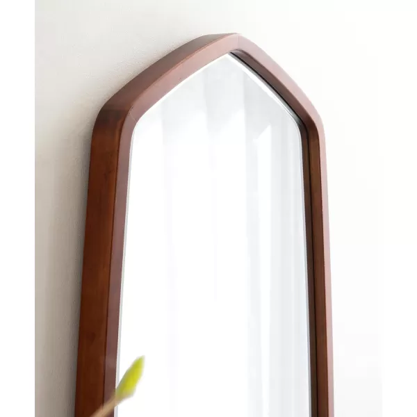 imageKate and Laurel McLean Modern Wood FullLength Oblong Hexagon Wall Mirror 18 x 48 Walnut Brown Decorative and Vibrant Geometric Mirror for Contemporary Wall DecorWalnut Brown