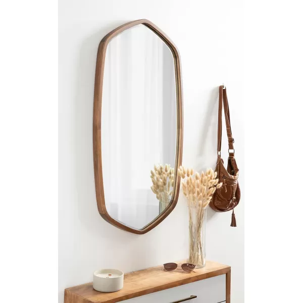 imageKate and Laurel McLean Modern Wood FullLength Oblong Hexagon Wall Mirror 18 x 48 Walnut Brown Decorative and Vibrant Geometric Mirror for Contemporary Wall DecorRustic Brown