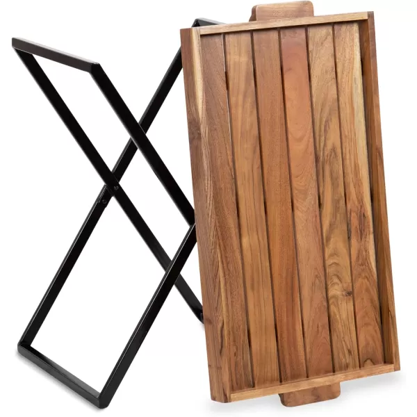 imageKate and Laurel Monaco Modern Transitional Wooden Outdoor Patio Coffee Table with Removable Serving Tray for Storage and Display 31x16x28 NaturalBlack