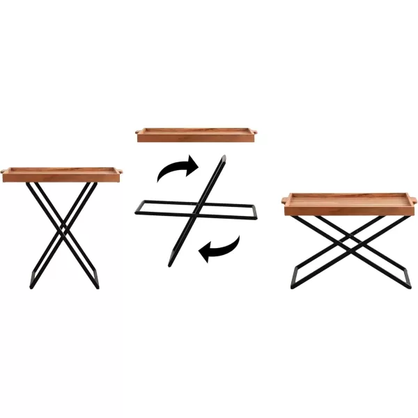 imageKate and Laurel Monaco Modern Transitional Wooden Outdoor Patio Coffee Table with Removable Serving Tray for Storage and Display 31x16x28 NaturalBlack