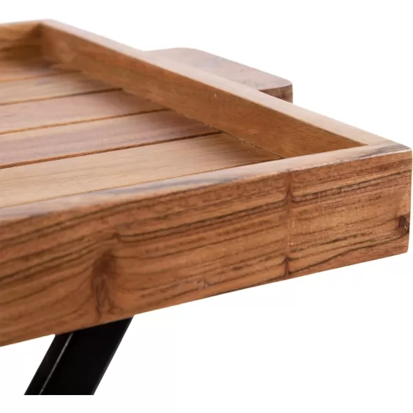 imageKate and Laurel Monaco Modern Transitional Wooden Outdoor Patio Coffee Table with Removable Serving Tray for Storage and Display 31x16x28 NaturalBlack