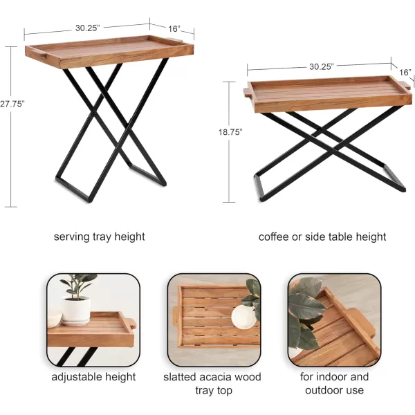 imageKate and Laurel Monaco Modern Transitional Wooden Outdoor Patio Coffee Table with Removable Serving Tray for Storage and Display 31x16x28 NaturalBlack