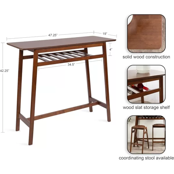 imageKate and Laurel Morreau MidCentury Modern Rectangle Pub Storage Shelf for Use as High Top Computer Desk Table 48x19x43 Walnut Brown