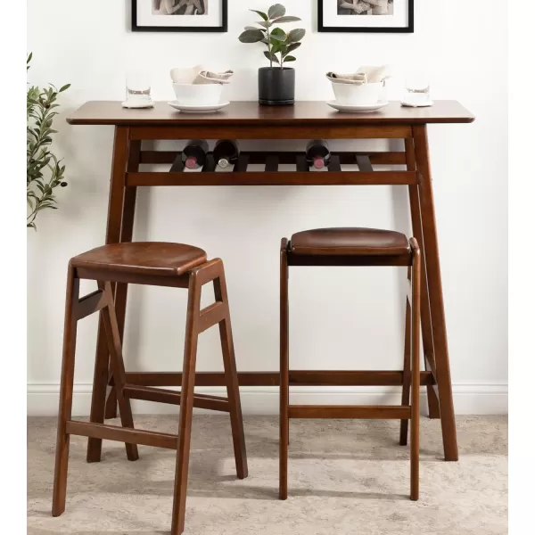 imageKate and Laurel Morreau MidCentury Modern Rectangle Pub Storage Shelf for Use as High Top Computer Desk Table 48x19x43 Walnut Brown
