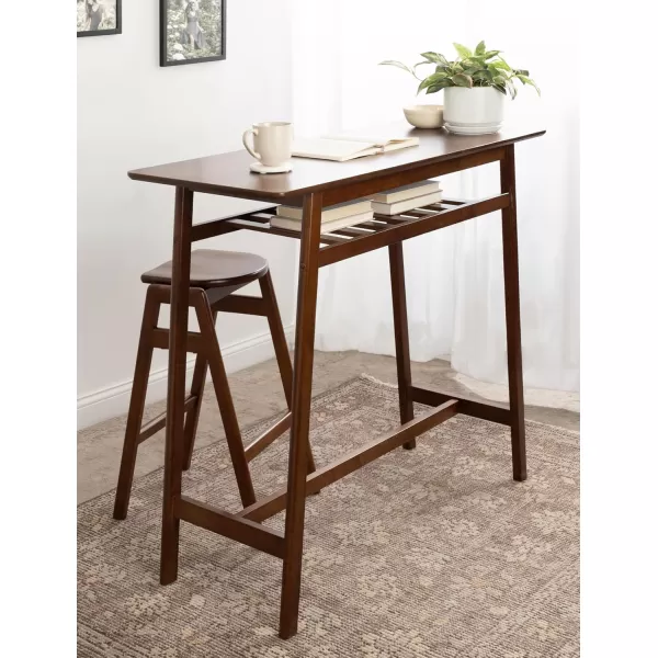 imageKate and Laurel Morreau MidCentury Modern Rectangle Pub Storage Shelf for Use as High Top Computer Desk Table 48x19x43 Walnut Brown