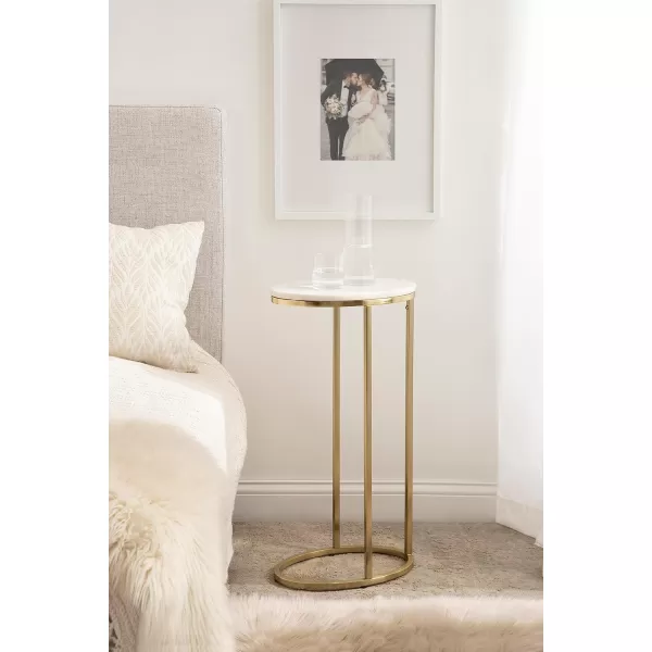imageKate and Laurel Natalli Modern Glam Oval CShaped Side Table with SpaceSaving Design 14x9x28 Gold