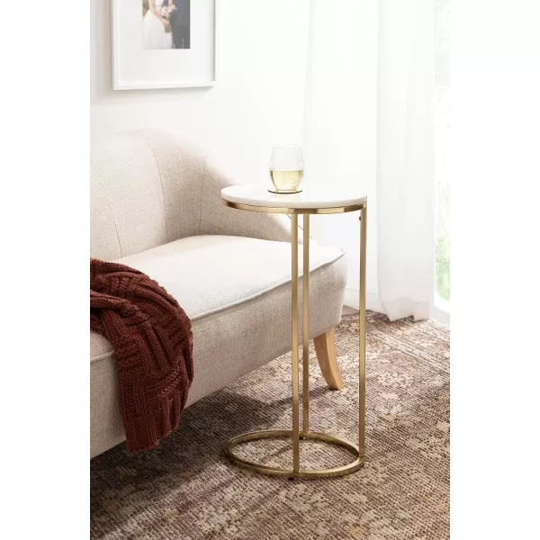 imageKate and Laurel Natalli Modern Glam Oval CShaped Side Table with SpaceSaving Design 14x9x28 Gold