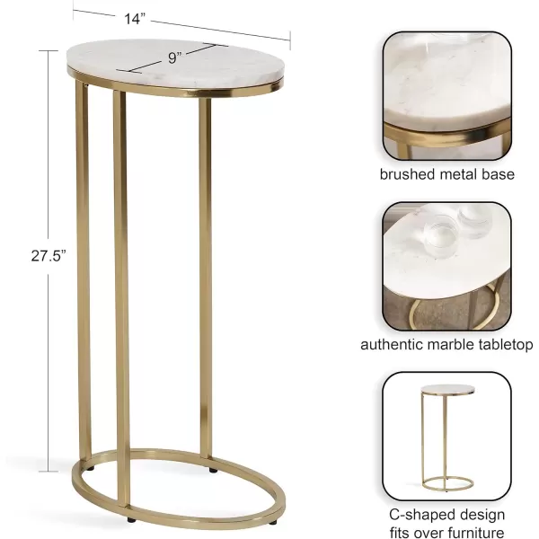 imageKate and Laurel Natalli Modern Glam Oval CShaped Side Table with SpaceSaving Design 14x9x28 Gold