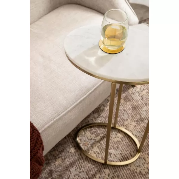 imageKate and Laurel Natalli Modern Glam Oval CShaped Side Table with SpaceSaving Design 14x9x28 Gold