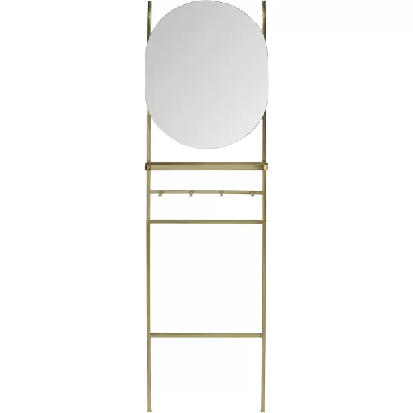 imageKate and Laurel Noka Leaning Ladder Mirror 18 x 5 x 67 Gold Decorative Storage Ladder with Capsule Wall MirrorGold