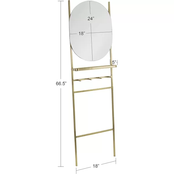 imageKate and Laurel Noka Leaning Ladder Mirror 18 x 5 x 67 Gold Decorative Storage Ladder with Capsule Wall MirrorGold