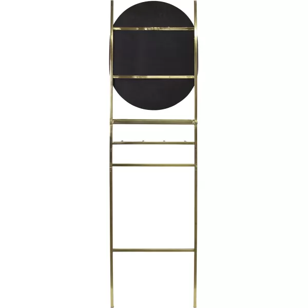 imageKate and Laurel Noka Leaning Ladder Mirror 18 x 5 x 67 Gold Decorative Storage Ladder with Capsule Wall MirrorGold