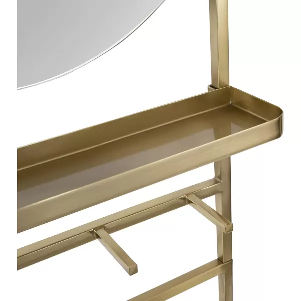 imageKate and Laurel Noka Leaning Ladder Mirror 18 x 5 x 67 Gold Decorative Storage Ladder with Capsule Wall MirrorGold