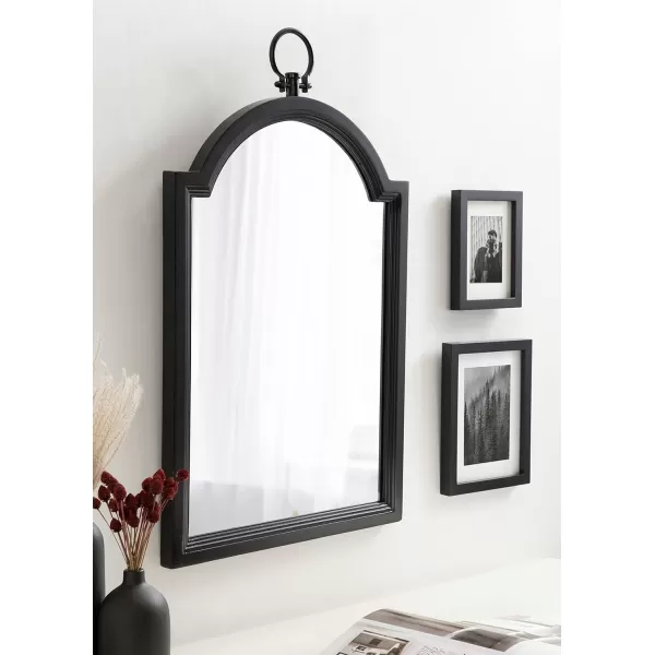 imageKate and Laurel Ohara Traditional Farmhouse Arch Wall Mirror with Round Ornament and Stepped Profile for Classic Home Decor 18x30 Black