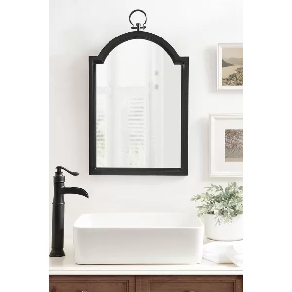 imageKate and Laurel Ohara Traditional Farmhouse Arch Wall Mirror with Round Ornament and Stepped Profile for Classic Home Decor 18x30 Black