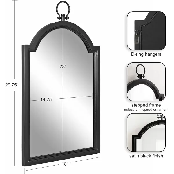 imageKate and Laurel Ohara Traditional Farmhouse Arch Wall Mirror with Round Ornament and Stepped Profile for Classic Home Decor 18x30 Black