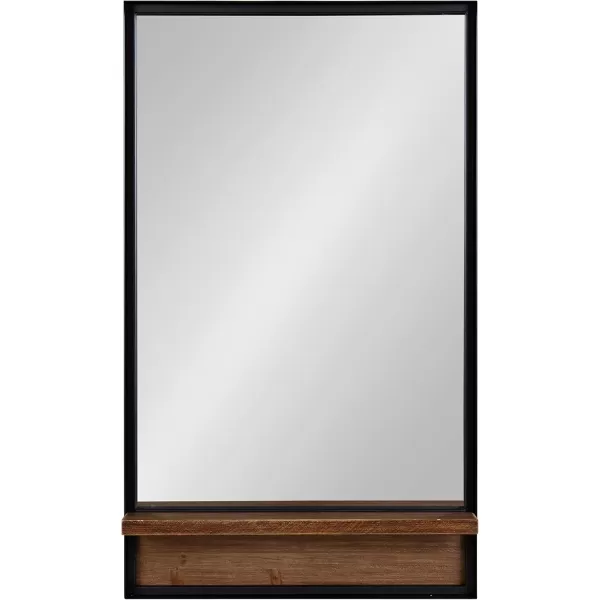 imageKate and Laurel Owing Farmhouse Rectangle Wall Mirror with Shelf 20 x 34 Black and Rustic Brown Decorative Rustic Mirror with Shelf Ledge for Storage and DisplayRustic Brown