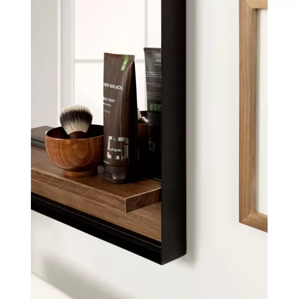 imageKate and Laurel Owing Farmhouse Rectangle Wall Mirror with Shelf 20 x 34 Black and Rustic Brown Decorative Rustic Mirror with Shelf Ledge for Storage and DisplayRustic Brown