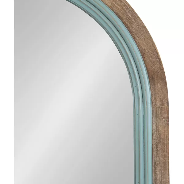 imageKate and Laurel Palmer Rustic Farmhouse Arched Wooden Mirror 24 x 36 Blue and Rustic Brown Coastal Arch Decorative Wall Mirror with Paint Distressing