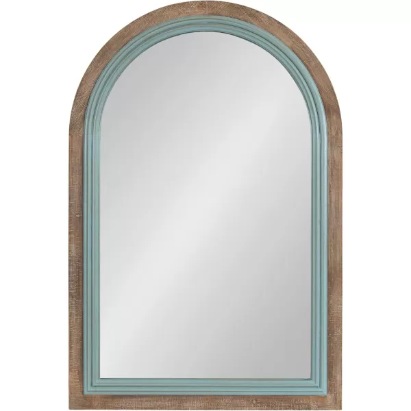 imageKate and Laurel Palmer Rustic Farmhouse Arched Wooden Mirror 24 x 36 Blue and Rustic Brown Coastal Arch Decorative Wall Mirror with Paint Distressing