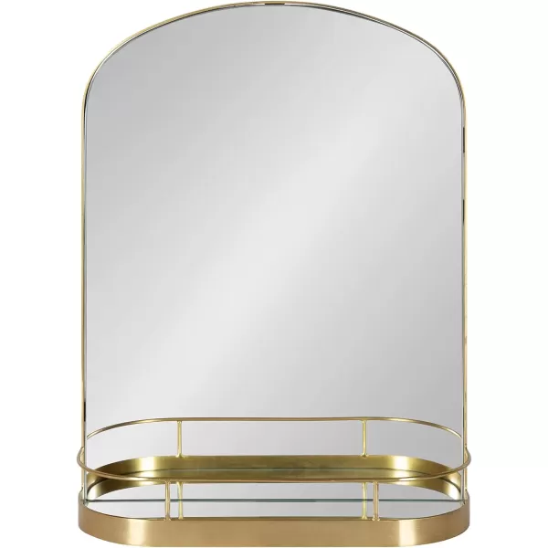 imageKate and Laurel Peyson Arched Wall Mirror with Shelf 18 x 24 Gold Decorative Modern Metal Arch Mirror with Storage Shelf for Glamorous Wall Decor