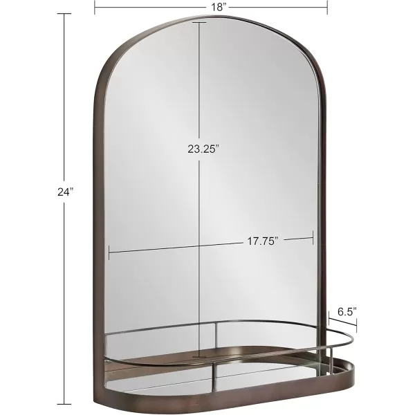 imageKate and Laurel Peyson Arched Wall Mirror with Shelf 18 x 24 Silver Decorative Modern Metal Arch Mirror with Storage Shelf for Glamorous Wall DcorBronze