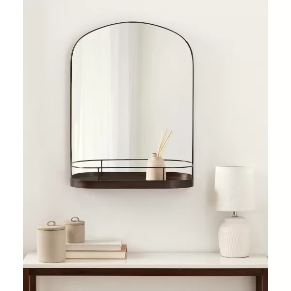 imageKate and Laurel Peyson Arched Wall Mirror with Shelf 18 x 24 Silver Decorative Modern Metal Arch Mirror with Storage Shelf for Glamorous Wall DcorBronze